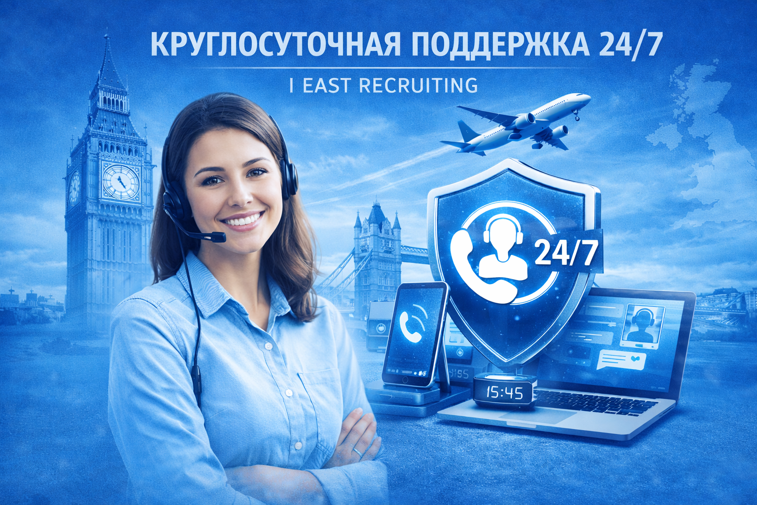 Круглосуточная поддержка 24/7 от East Recruiting